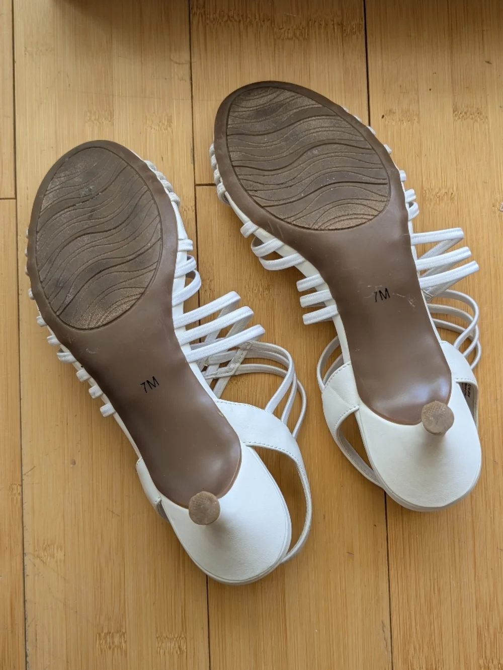 Impo Stretch White Strappy Kitten Heel Sandals - Picture 7 of 7